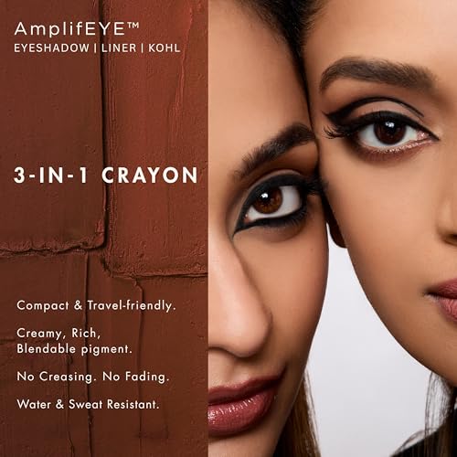 Image of HYUE AmplifEYE 3-in-1 EYE Crayon | Eyeshadow - Liner - Kohl | Rust Rush | Creamy Multi-Use Stick with in-built Sharpener and Smudger | High-Pigment Formula with Vitamin E & Jojoba Oil