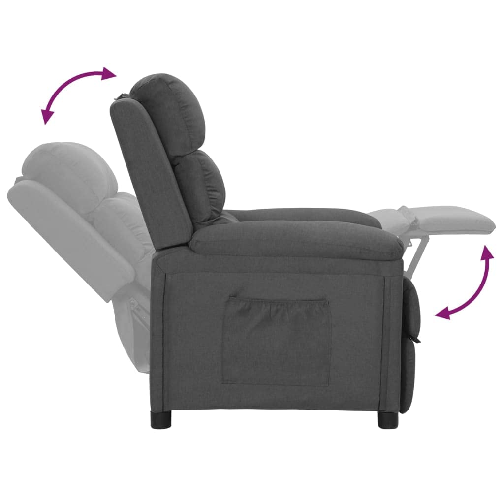 vidaXL Poltrona Reclinabile in Tessuto Grigio Scuro