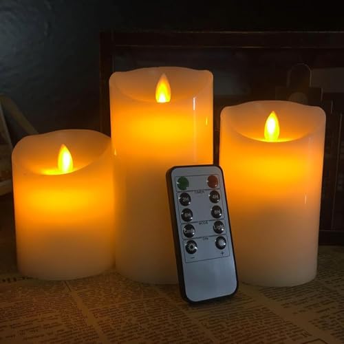 Flintronic Candele LED, 3 pezzi Candela a LED con Telecomando, 10/12.5/15CM Candele Senza Fiamma Tremolante con Telecomando e Funzione Timer per Compleanno/Festa/Matrimonio/Hotel