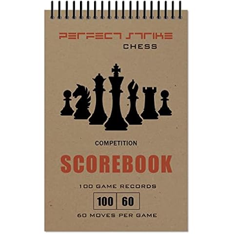 Perfect Strike Chess SCOREBOOK with Rules and Scoring Instructions. Heavy Duty. Competition Quality. (5.5" x 8.5")(100 Games per Book) Cover