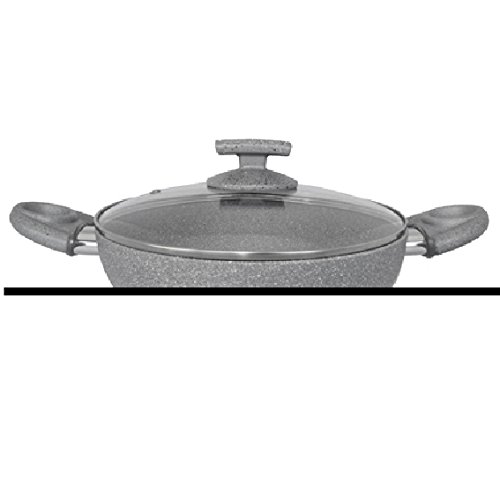 Cazuela de aluminio grueso Primitiva con antiadherente mineral de 7 capas y tapa gris de 24 cm