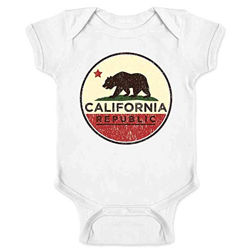 Pop Threads California Republic Flag Bear Retro Infant Baby Boy Girl Bodysuit White 12M