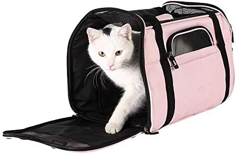 Kosttapaws Cat Carrier, Airline Approved Pet Carriers Bag, Breathable Soft-Sided Dog Travel Carrier Waterproof, Portable Foldable Puppy Carriers with Washable Mat and Safety Inner Leash