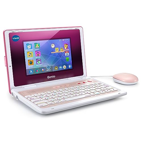 Vtech Genio Lernlaptop XL pink – Lerncomputer mit großen 7-LCD-Bildschirm mit Internetzugang, Textprogramm und vielen Lerninhalten – Für Kinder von 5-12 Jahren