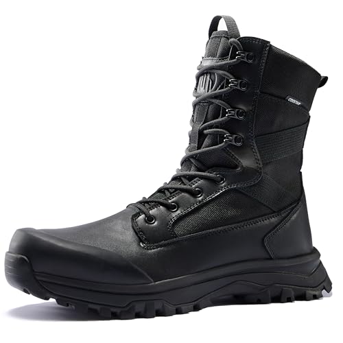 Tactical Boots for Men Lightweight Military Combat Work Boot Side Zipper Motorcycle Hiking Boots 8 Inches