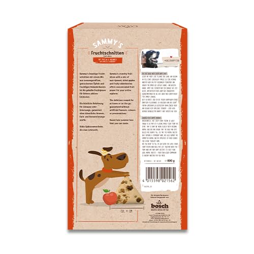Sammy´s Fruchtschnitten | Fruchtige, gebackene Snacks für Hunde | Schonend im Ofen gebacken| mit Äpfeln & Holunder | 100 % Vegan| ohne Zuckerzusatz | 1x 800 g