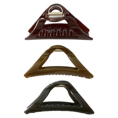 Pinces à cheveux en plastique : lot de 3 grandes pinces crabes creuses pour femme