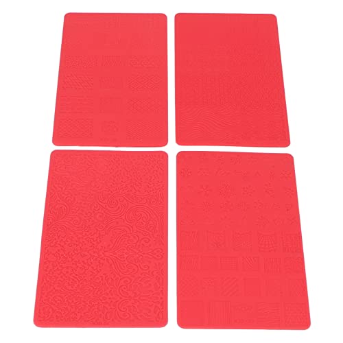 Nail Art Set 4PCS 3D Relief Nail Printing Templates Silicone