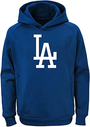 Outerstuff MLB Youth 8-20 Team Color Polyester Performance Primary Logo Pullover Sweatshirt Hoodie - Los Angeles Dodgers Blue Large 14-16