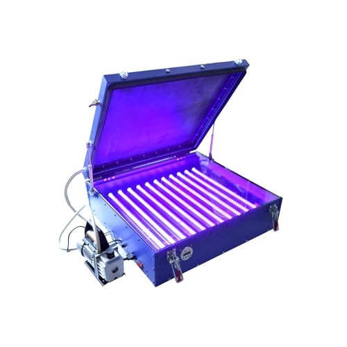 BREVELTION Vacuum UV Exposure Unit 12 pcs LED Silk Screen Printing Light Box with External Vacuum Pump 22 x 24inch Blue