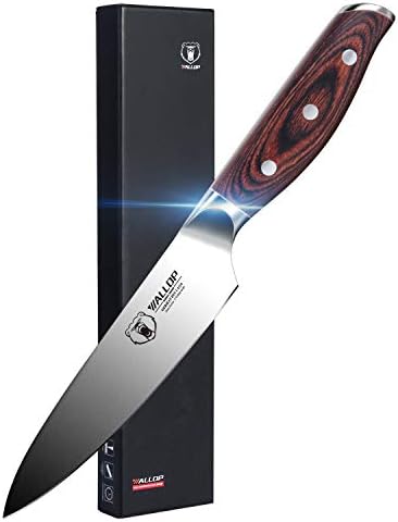 WALLOP Utility Knife - 5 inch Kitchen Utility Knife Paring Knife Small Kitchen Knife Fruit Peeling Knife - German High Carbon Stainless Steel Full Tang Pakkawood Handle - Jane Series with Gift Box