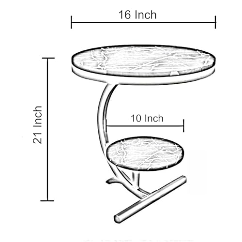 Image of NEST NATURE HAVEN Wood 2 Tier Round Coffee Table Nightstand Bedside Telephone Table With Storage, End Table Sofa Side Corner Table For Living Room Bedroom Small Spaces, Golden And White