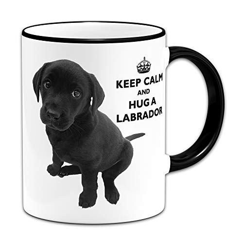 Imagen de Keep Calm and Hug A Labrador  Taza de regalo + mango y borde negro