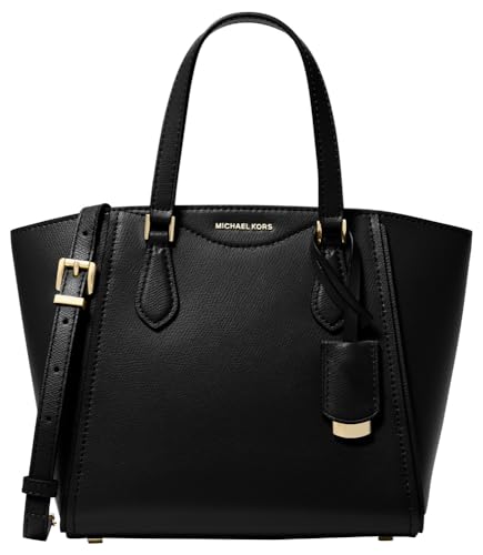 Michael Kors Bolsa transversal pequena conversível com zíper Taryn, preta, Preto