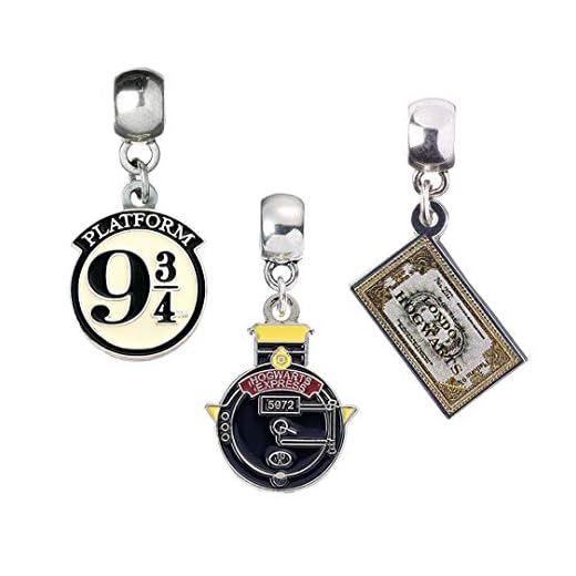 Harry Potter silverpläterad berlock set - Hogwart's Express, tågbiljett, plattform 9 3/4 av The Carat Shop