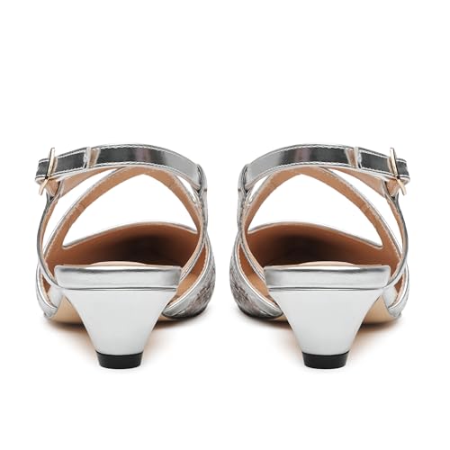 Women's Slingback Kitten Heels Closed Pointed Toe Pumps Low Heels for Women Wedding Party Dress Shoes 1.4inch4