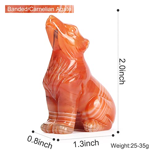 Estatua de Lobo de Ágata Roja 2.0 pulgadas tallada a mano miniatura 2