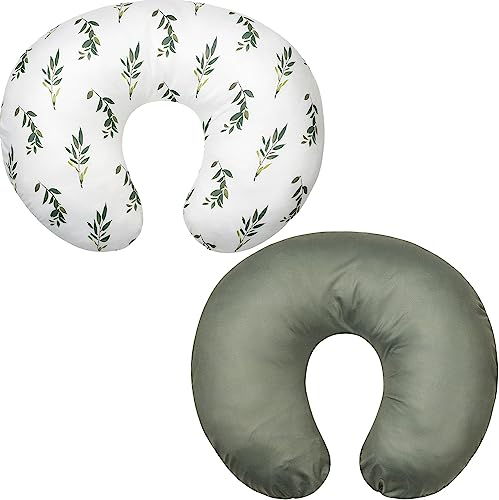 Image of Little Jump Nursing Pillow Cover, Breastfeeding Pillow Slipcover for Baby Boys & Girls, Nursing Pillow Case for Newborn, Soft Fabric Fits Snug On Infant(Olive Leaf)