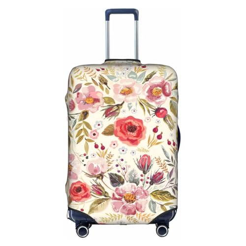 Housse de bagage élastique à imprimé floral blanc en taille M pour valise
