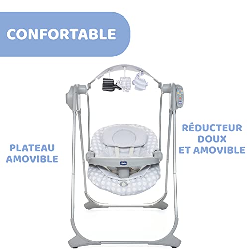 Chicco Polly Swing Up Balancelle Electrique pour Bébé, Transat Inclinable et Balancement Automatique avec Vibration, Jouets Suspendus, Musique et Télécommande, de la Naissance à 9 Kg- Leaf – Image 5