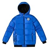 JOYSON Boys Lightweight Puffer Jacket Warm Casual Winter Coat for Kids Windproof Outerwear Jackets with Hood Blue 7-8 Years