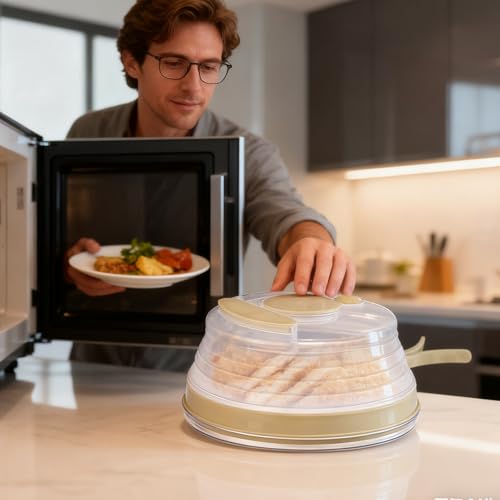 Protège-Aliments Micro-Ondes avec plateau pour repas et restes - 4