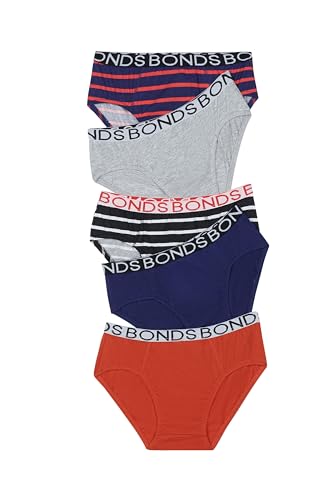 Bonds Boys' Underwear Brief, Blue/Red (5 Pack), 4/6