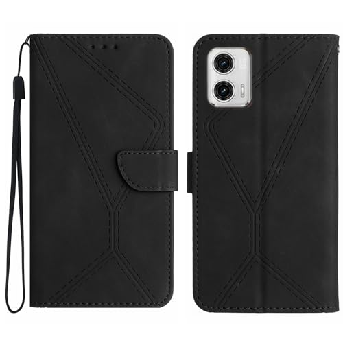 Rfvzubemok Compatible with Motorola Moto G34 5G Case,Compatible with Motorola Moto G34 5G Kickstand Flip Card Slot Magnetic Closure Phone Cover Black