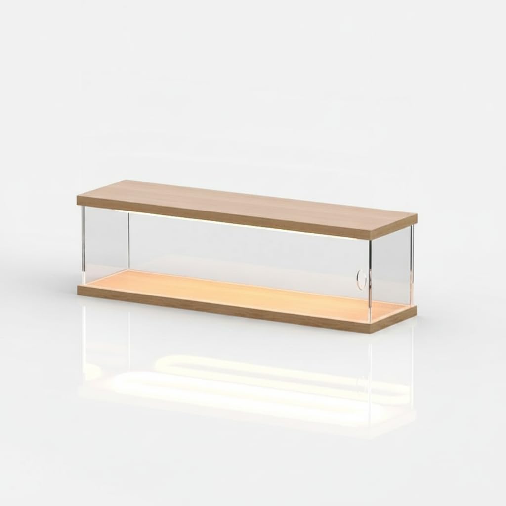Vitrina Expositora Apilable, Expositor Metacrilato para Colecciones, Transparente para Coches, con Puerta y Luz , para 2 Coches Modelo 1:32 (con Puerta y luz Superior, apilable)