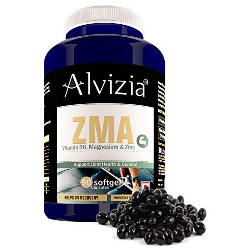 Alvizia ZMA with Zinc, Magnesium and Vitamin B6 (90 Softgel Capsules, 3 Month Supply) for Muscular Strength and Nighttime recovery Alvizia ZMA with Zinc, Magnesium and Vitamin B6 (90 Softgel Capsules, 3 Month Supply) for Muscular Strength and Nighttime recovery