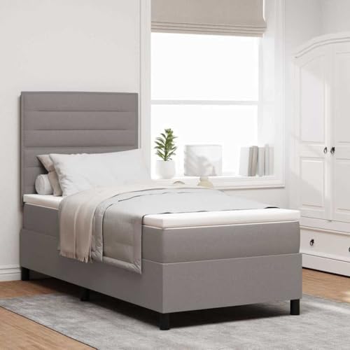 Sophrelle Cama Tipo Box Spring con colchón con LED Taupé 90 x 190 cm Tela Taupe,3342757