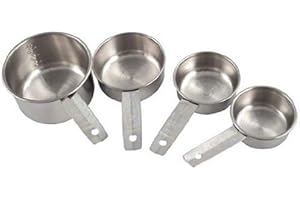 American Metalcraft MCL4 Stainless Steel Measuring Cup Set, 4-Piece, Silver with Solid Flat Handle