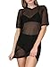 MAKEMECHIC Women's Short Sleeve See Through Sheer Mesh T Shirt Dress Black M