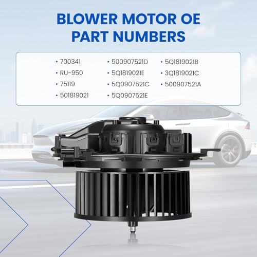 Image of HVAC Blower Motor 700341 Compatible with Volkswagen Tiguan Atlas e-Golf Alltrack GTI Jetta Taos, Compatible with Audi A3 Q3 RS3 S3 TT, 5Q1819021E RU-950 A /C Blower Motor Assembly