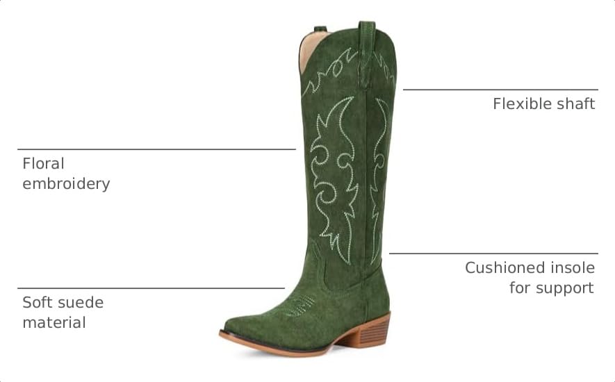 Image of Suede Cowboy Boots for Women Knee High Western Cowgirl Boots
