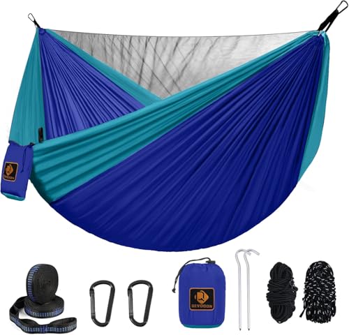 Image of Small Hammock, Camping Hammock with Mosquito Net, Lightweight Nylon Portable Hammock with 10ft Tree Straps,Hammocks for Travel Hiking Backpacking Beach Patio