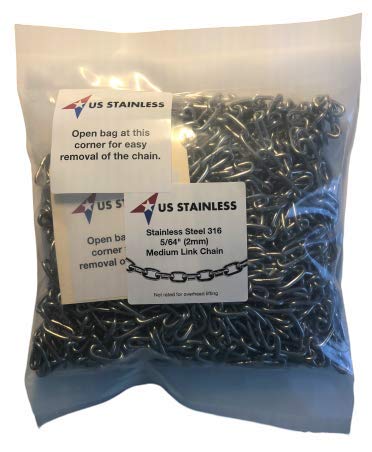 US STAINLESS Stainless Steel 316 Chain 5/64