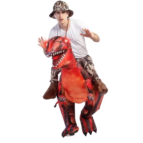 GOOSH Inflatable Dinosaur Costume for Adult Halloween Costume Women Man Funny Blow up Costume for Halloween Party Cosplay2