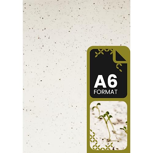 Netuno 5 Blatt Samenpapier pflanzbar DIN A6 10,5 x 14,8 cm echtes Büttenpapier handgeschöpft mit Blumensamen wachsendes Papier mit Samen zum Einpflanzen Pflanzpapier Bastelpapier seed paper sheets