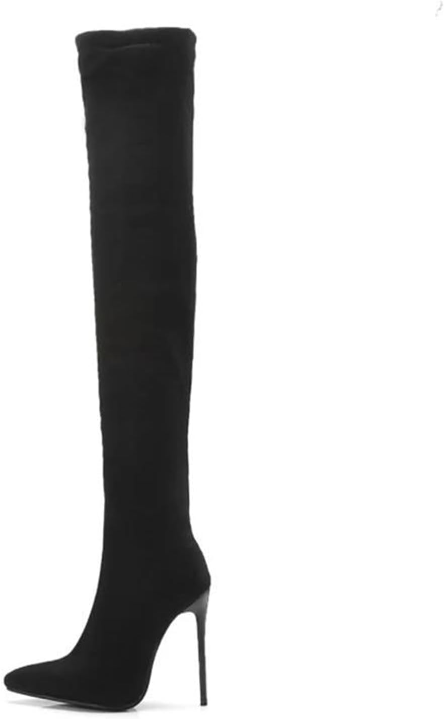 Women's Over-The-Knee Boots Sexy Stretch Thigh High Style with A Pointed Toe and A Super High Stiletto Heel