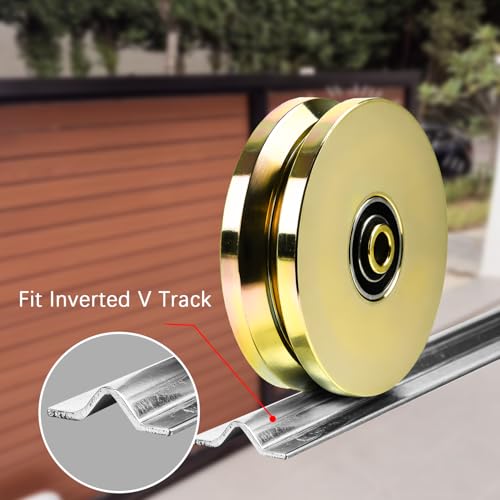 Mindoub 2 Pack 6" V-Groove Wheel, Heavy Duty Solid Steel Sliding Gate Wheel with Dual Sealed Bearings, for Inverted V Track Rolling Gates, 5000 lbs Capacity, Includes Mounting Bolts & Nuts by Mindoub - Image 5