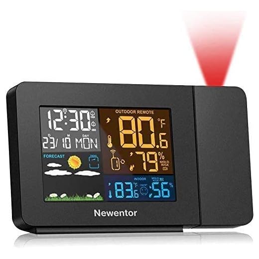 Newentor Projection Alarm Clock with Weather Station for Bedrooms, Projector Clocks with WWVB Function, Wireless Indoor Outdoor Thermometer Temperature Humidity Monitor Gauge Hygrometer with Calendar