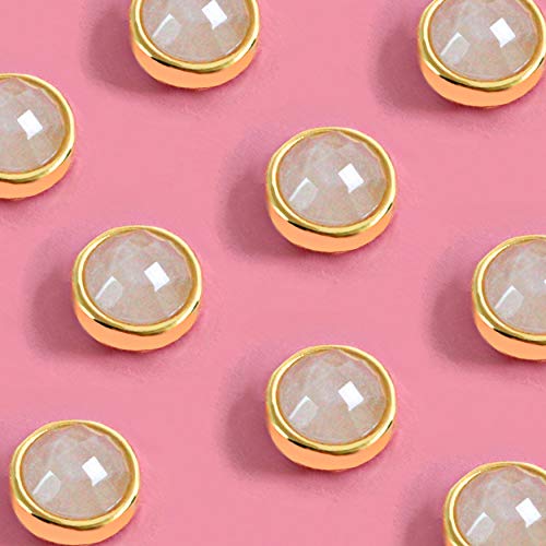24K Gold Plated Gemstone Stud Earrings For Women | 10mm Round Stone Ear Studs4