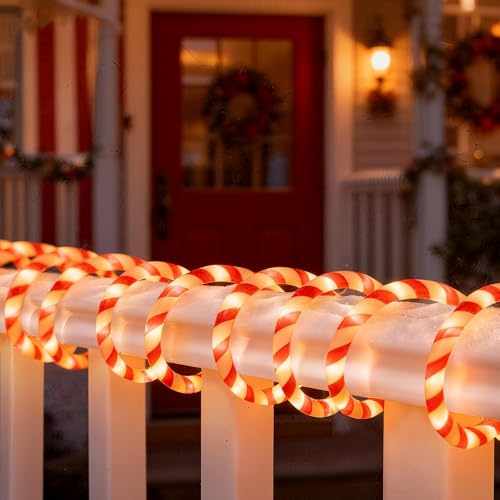 Vigdur Christmas Candy Cane Lights - 30FT 360 LEDs Candy Cane Rope Lights Outdoor Waterproof Connectable Christmas Rope Lights for Holiday Party Home Patio Indoor Xmas Decorations