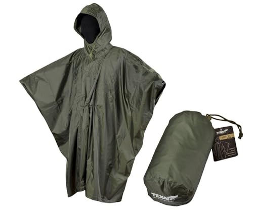 Poncho Ripstop Olive Texar pour camping et trekking en forêt