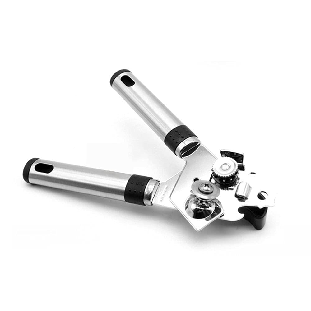 ORiTi 3-in-1 Professional Can Opener Handheld, Kitchen Heavy Duty Manual Can Opener Anti-slip Hand Grip, Smooth Edge with Stainless Steel Sharp Blade, Ergonomic and Easy to Use, with Large Turn Knob
