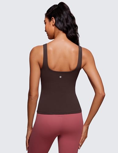 Image of CRZ YOGA Butterluxe Scoop Neck Tank Tops | Light Support, Built in Bra, Removable Pads, Yoga, Extremely Soft, U Back, Wide Straps, for Women