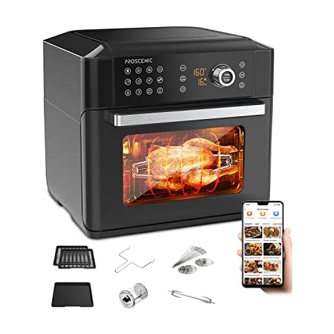 Proscenic T31 Air Fryer Oven, 15L Digital Air Fryer Oven with Rapid Air Circulation, LED Touchscreen & APP/ ALEXA Control, 12 Preset Programs, 100+ Online Recipes, 6 Accessories Included, 1700W Cover