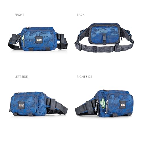 Image of MONKEY TROOPERS Spee Bikers Crossbody Bag for Men & Women, Blue-Camo | Lightweight, Water Resistant, Mounts on Bike Tank, Handle, Touch-Sensitive Mobile Pocket, Key Hook, Quick Pockets Waist Bag