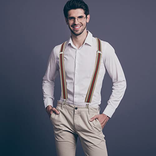 Eyret Suspenders For Men Stripes Adjustable Y-Back Style  Leather With No-Slip Metal Clips Suspender For Men(C) #TOP4
